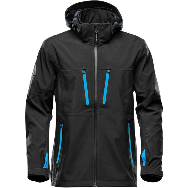 Black-Electric Blue - Front - Stormtech Mens Patrol Hooded Soft Shell Jacket
