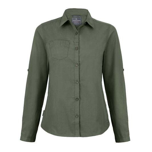 Cedar Green - Front - Craghoppers Womens-Ladies Expert Kiwi Long-Sleeved Shirt