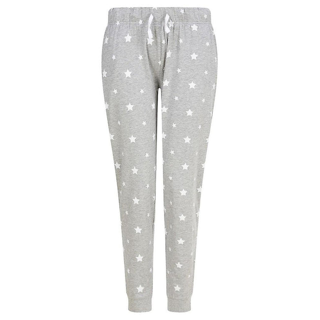 Heather Grey-White - Front - SF Womens-Ladies Stars Lounge Pants