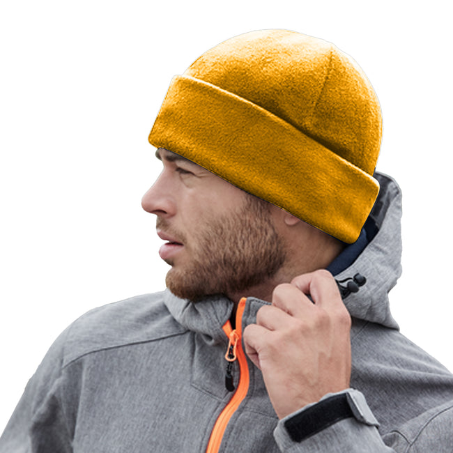Mustard Yellow - Side - Beechfield Recycled Fleece Beanie