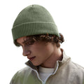 Olive Green - Back - Beechfield Cuffed Organic Cotton Waffle Beanie