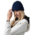 Oxford Navy - Back - Beechfield Cuffed Organic Cotton Waffle Beanie