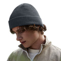Graphite Grey - Back - Beechfield Cuffed Organic Cotton Waffle Beanie
