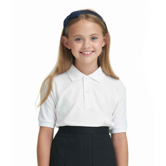 White - Back - Awdis Childrens-Kids Academy Pique Polo Shirt