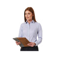 Navy - Side - Brook Taverner Womens-Ladies Mirabel Stripe Oxford Formal Shirt