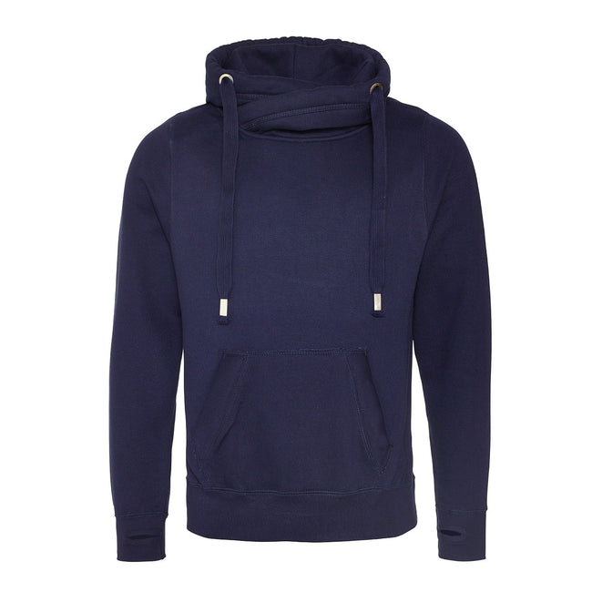 Oxford Navy - Front - Awdis Unisex Adult Crossover Collar Hoodie