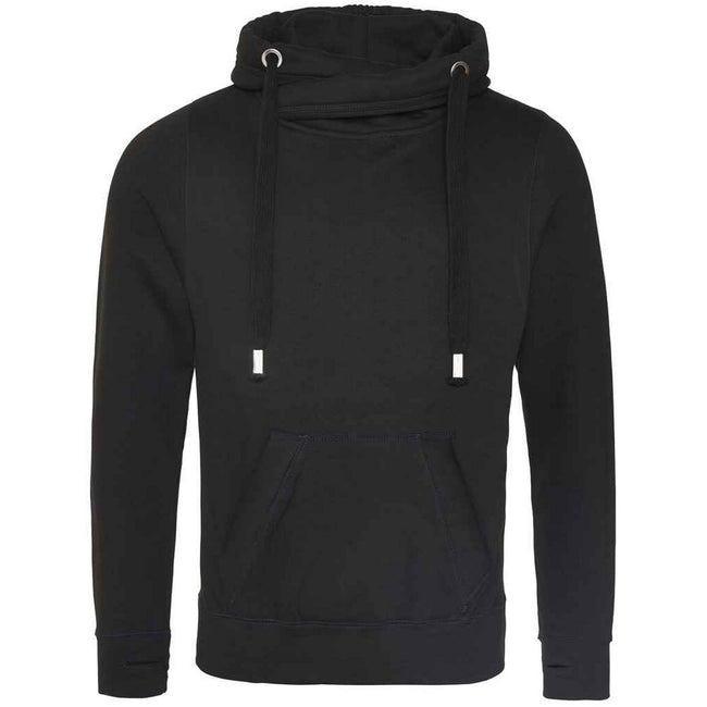 Jet Black - Back - Awdis Unisex Adult Crossover Collar Hoodie