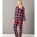Red-Navy - Back - SF Womens-Ladies Tartan Pyjama Set
