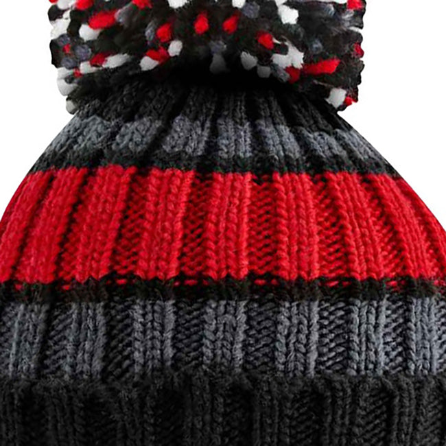 Black Cherry - Back - Beechfield Unisex Adult Hygge Striped Beanie