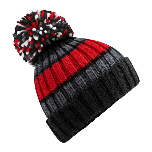 Black Cherry - Front - Beechfield Unisex Adult Hygge Striped Beanie