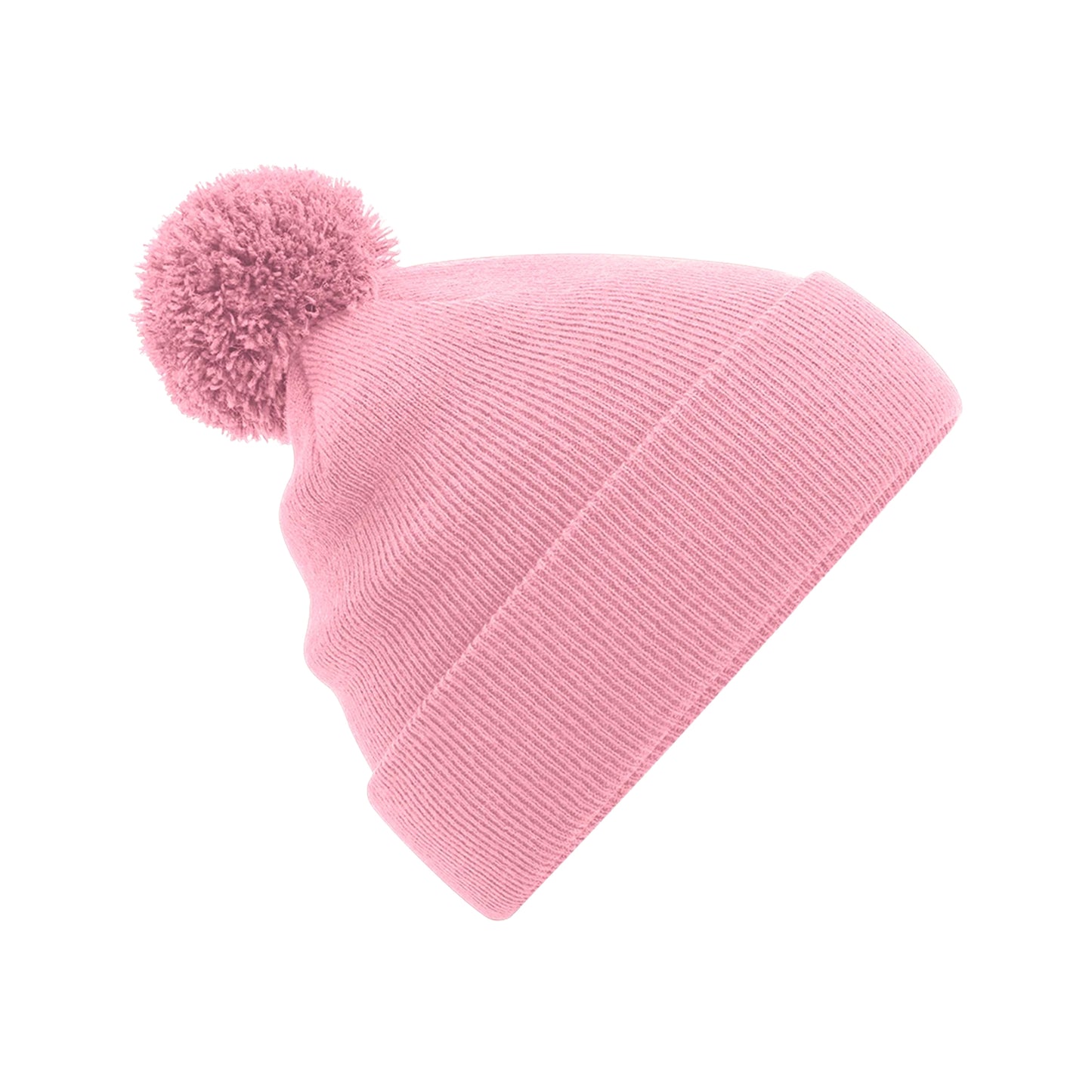 Dusky Pink - Side - Beechfield Unisex Adult Original Pom Pom Beanie