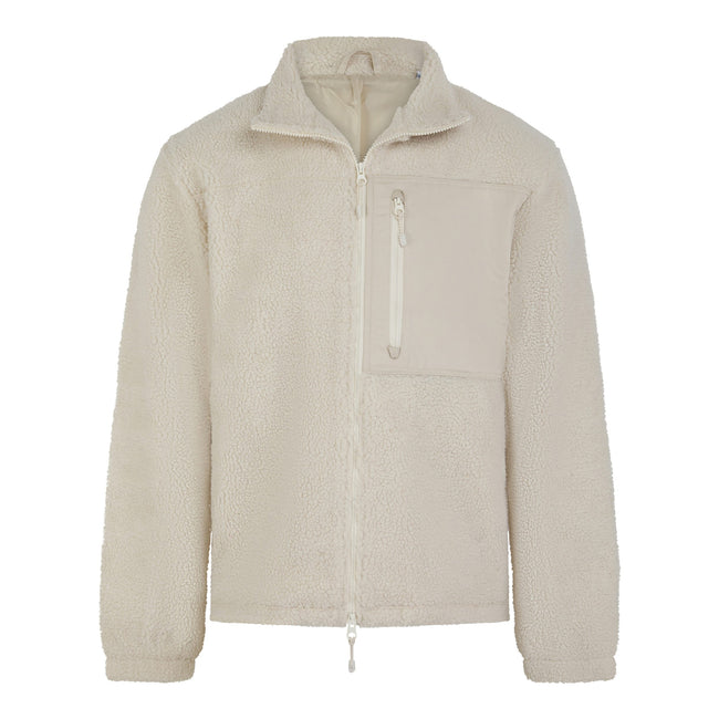 Natural - Front - Front Row Unisex Adult Sherpa Recycled Fleece Jacket