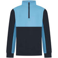 Navy-Sky Blue - Front - Finden & Hales Childrens-Kids Quarter Zip Fleece Top