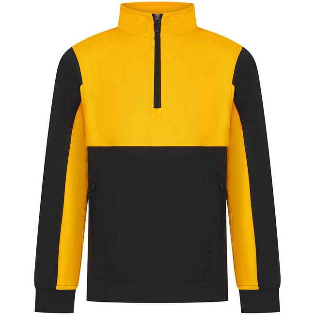 Black-Gold - Front - Finden & Hales Childrens-Kids Quarter Zip Fleece Top