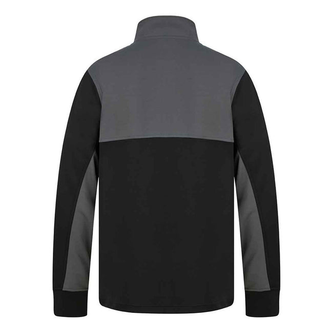 Black-Gunmetal Grey - Back - Finden & Hales Childrens-Kids Quarter Zip Fleece Top