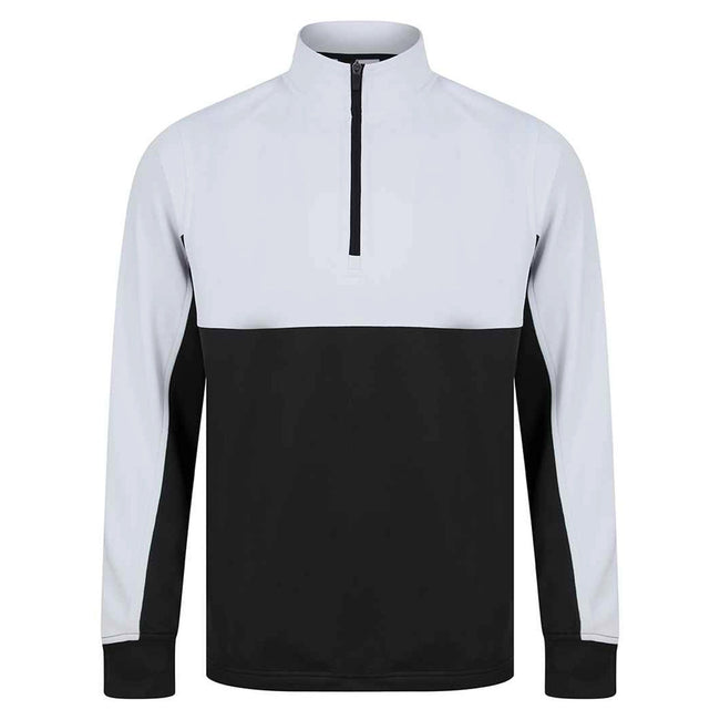 Black-White - Front - Finden & Hales Childrens-Kids Quarter Zip Fleece Top