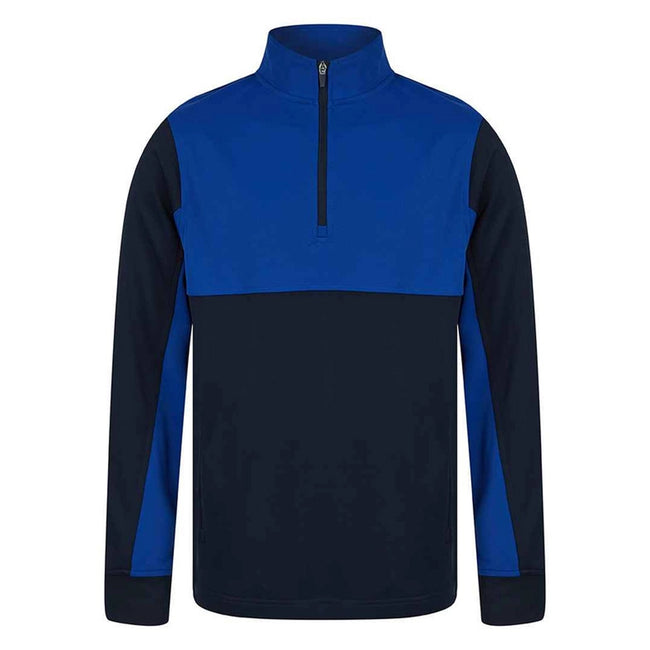 Navy-Royal Blue - Front - Finden & Hales Childrens-Kids Quarter Zip Fleece Top