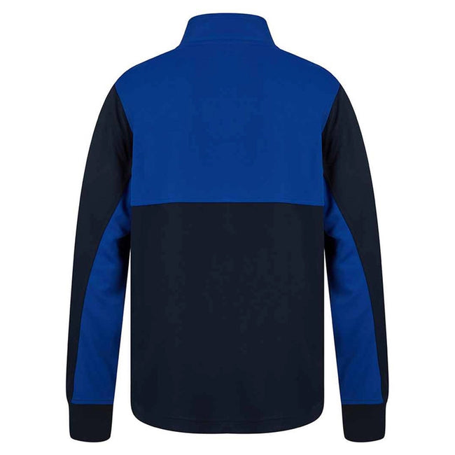 Navy-Royal Blue - Back - Finden & Hales Childrens-Kids Quarter Zip Fleece Top