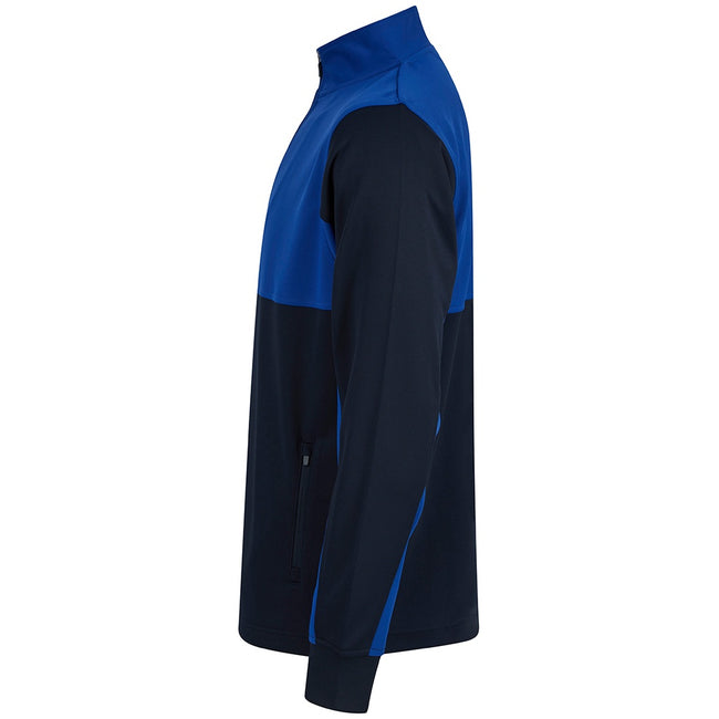 Navy-Royal Blue - Side - Finden & Hales Mens Quarter Zip Track Top
