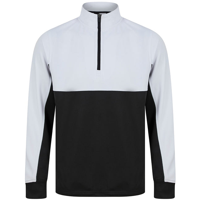 Black-White - Front - Finden & Hales Mens Quarter Zip Track Top
