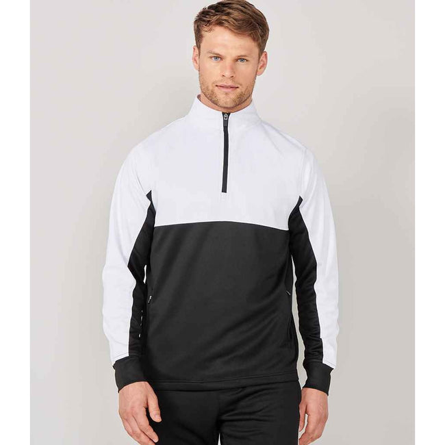 Black-White - Back - Finden & Hales Mens Quarter Zip Track Top
