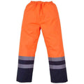 Orange-Navy - Front - Yoko Unisex Adult Hi-Vis Waterproof Over Trousers