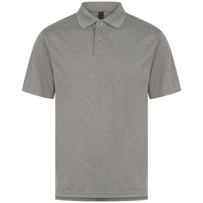 Heather Grey - Side - Henbury Mens CoolPlus Polo Shirt