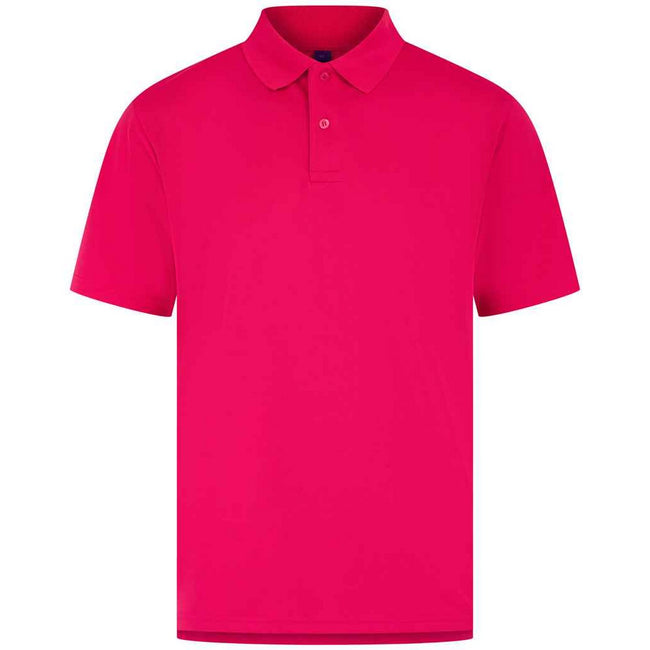 Bright Pink - Side - Henbury Mens CoolPlus Polo Shirt