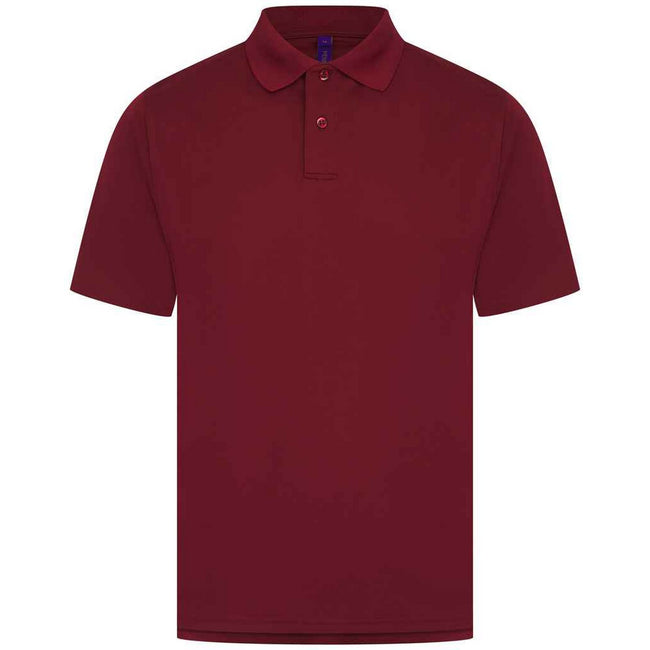 Burgundy - Side - Henbury Mens CoolPlus Polo Shirt