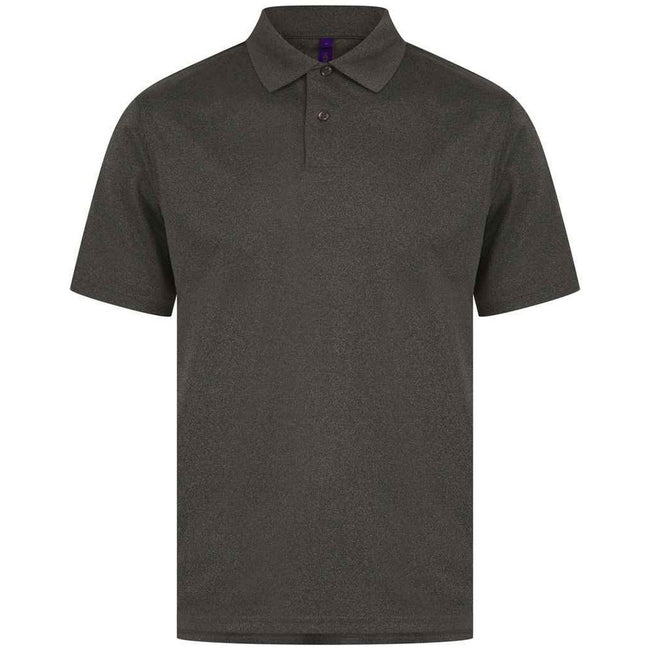 Heather Charcoal - Side - Henbury Mens CoolPlus Polo Shirt