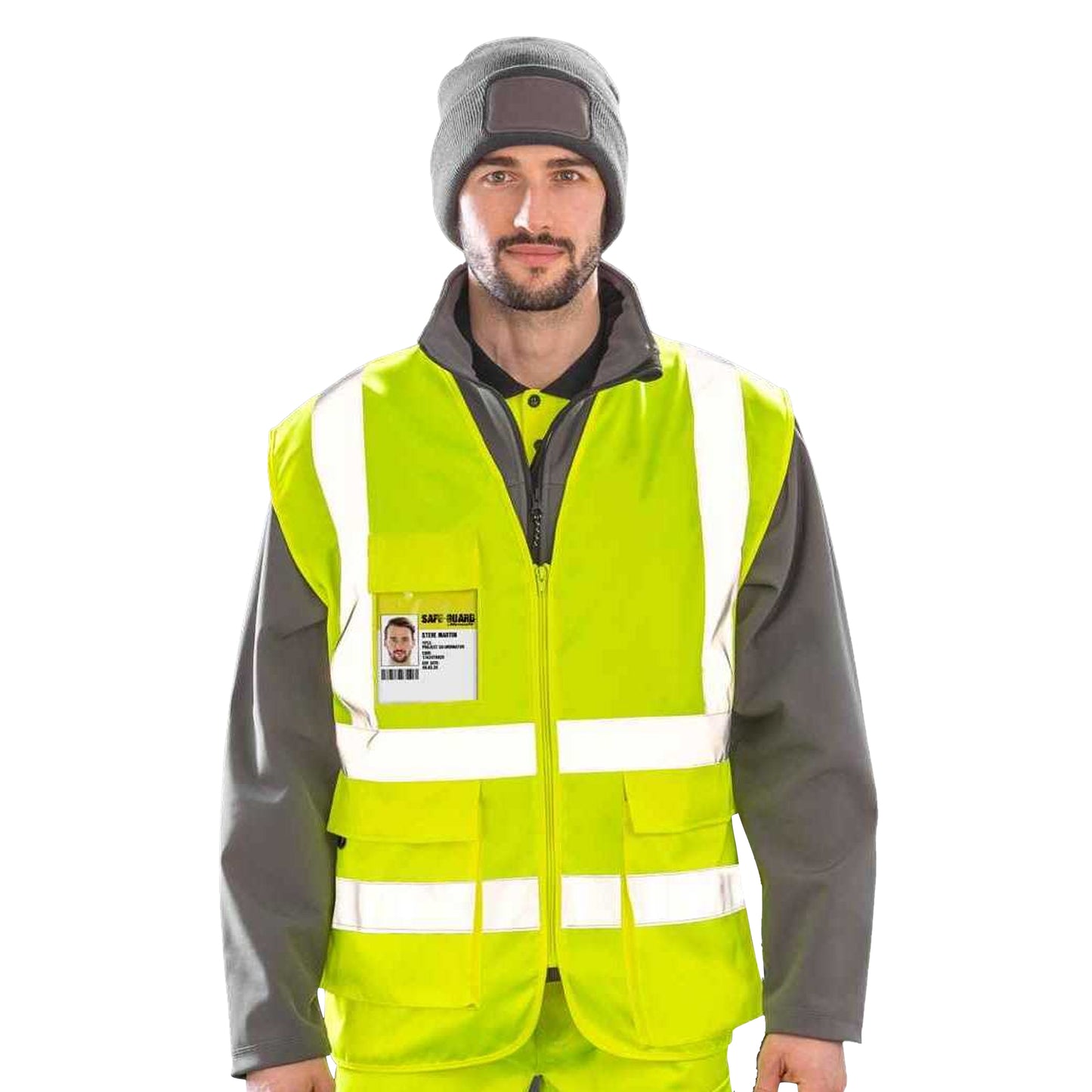 Yellow - Side - SAFE-GUARD by Result Unisex Adult Heavy Duty Security Vest
