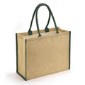 Natural-Forest Green - Front - Brand Lab Tipped Jute Shopper