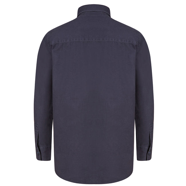 Navy - Side - Front Row Mens Cotton Drill Overshirt
