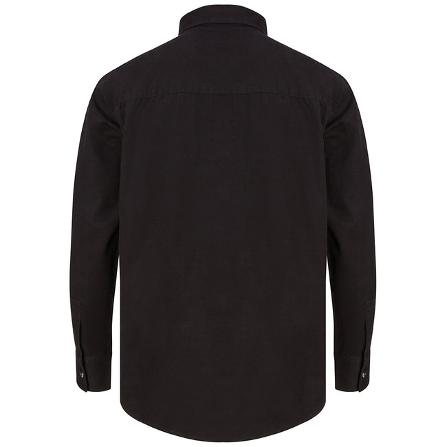 Black - Back - Front Row Mens Cotton Drill Overshirt