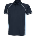 Navy-Sky Blue-White - Front - Finden & Hales Childrens-Kids Piped Performance Polo Shirt