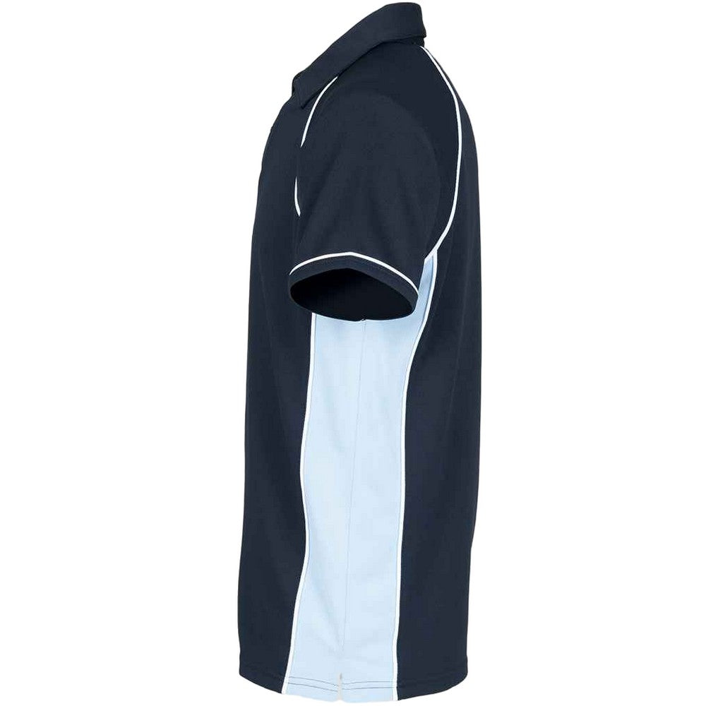 Navy-Sky Blue-White - Side - Finden & Hales Childrens-Kids Piped Performance Polo Shirt
