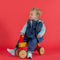 Blue - Side - Larkwood Childrens-Kids Denim Dungarees