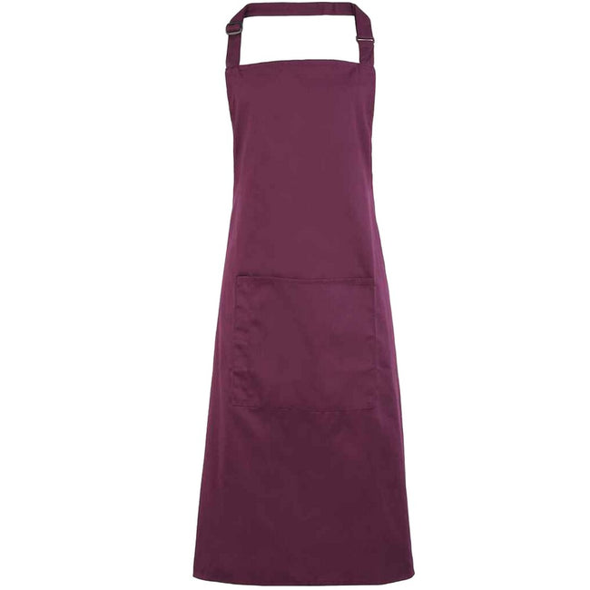 Aubergine - Front - Premier Unisex Adult Colours Pocket Full Apron