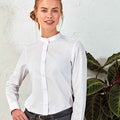 White - Back - Premier Womens-Ladies Banded Grandad Collar Formal Shirt