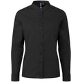 Black - Front - Premier Womens-Ladies Banded Grandad Collar Formal Shirt