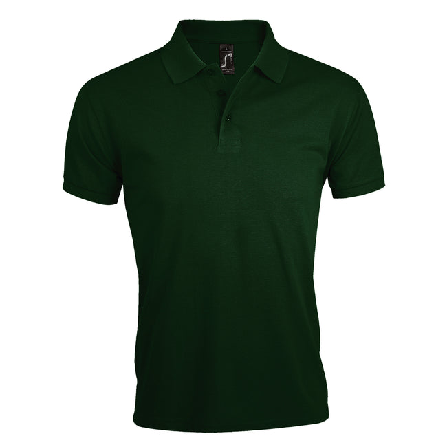 Bottle Green - Front - SOLs Mens Prime Pique Plain Short Sleeve Polo Shirt
