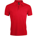 Red - Front - SOLs Mens Prime Pique Plain Short Sleeve Polo Shirt