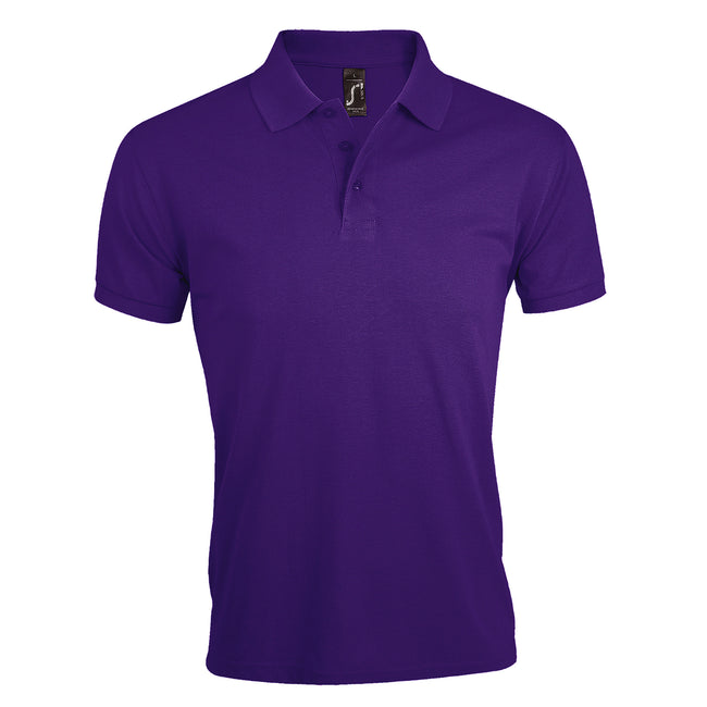 Dark Purple - Front - SOLs Mens Prime Pique Plain Short Sleeve Polo Shirt