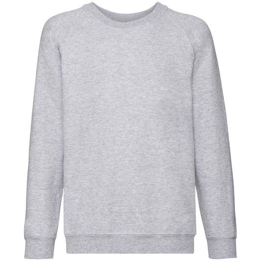Heather Grey - Front - Fruit of the Loom Childrens-Kids Classic Raglan Sweatshirt