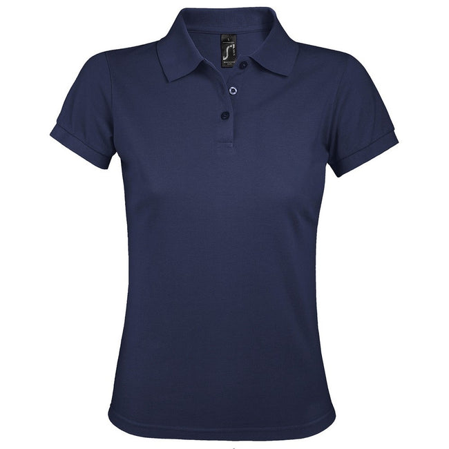 French Navy - Front - SOLs Womens-Ladies Prime Pique Polo Shirt
