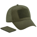 Military Green - Front - Beechfield 5 Panel Removable Patch Baseball Cap
