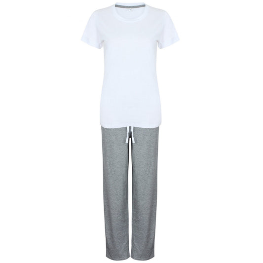 White-Heather Grey - Front - Towel City Womens-Ladies Pyjama Set