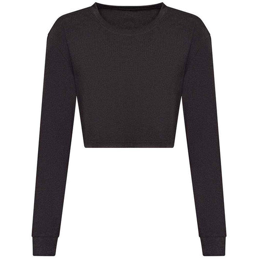Black - Front - Awdis Womens-Ladies Heather Crop T-Shirt