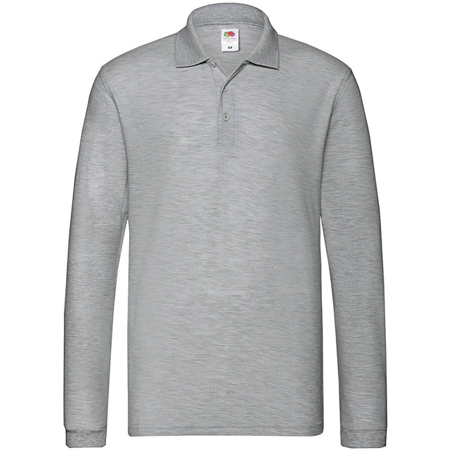 Athletic Heather - Front - Fruit of the Loom Mens Premium Pique Long-Sleeved Polo Shirt