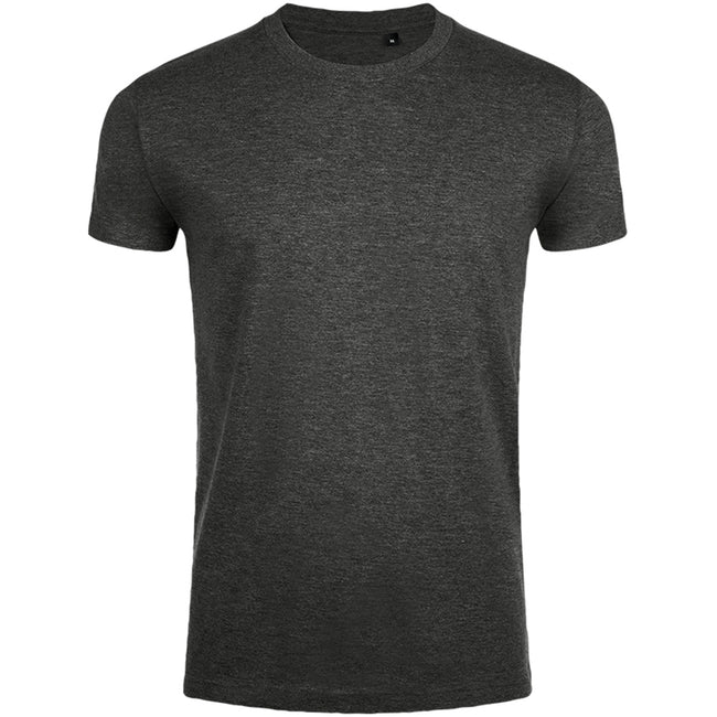 Charcoal Marl - Front - SOLS Mens Imperial Slim Fit Short Sleeve T-Shirt